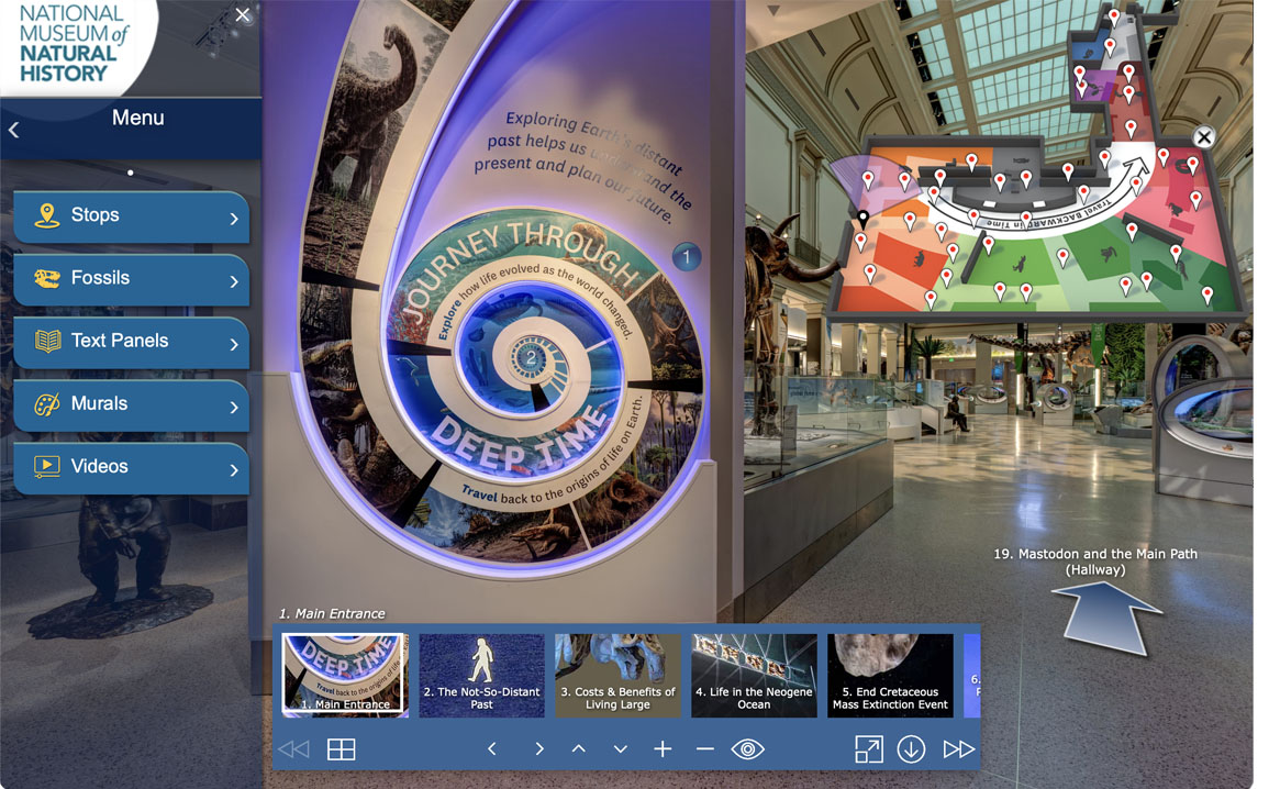 A screenshot from a virtual tour of the Smithsonian's Deep Time exhibit.