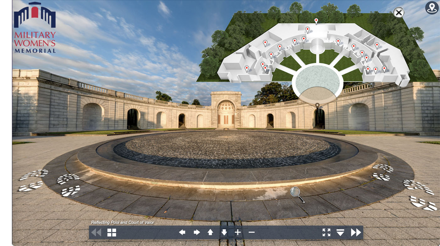 Screenshot of a virtual tour of the Women's Memorial at Arlington National Cemetery.