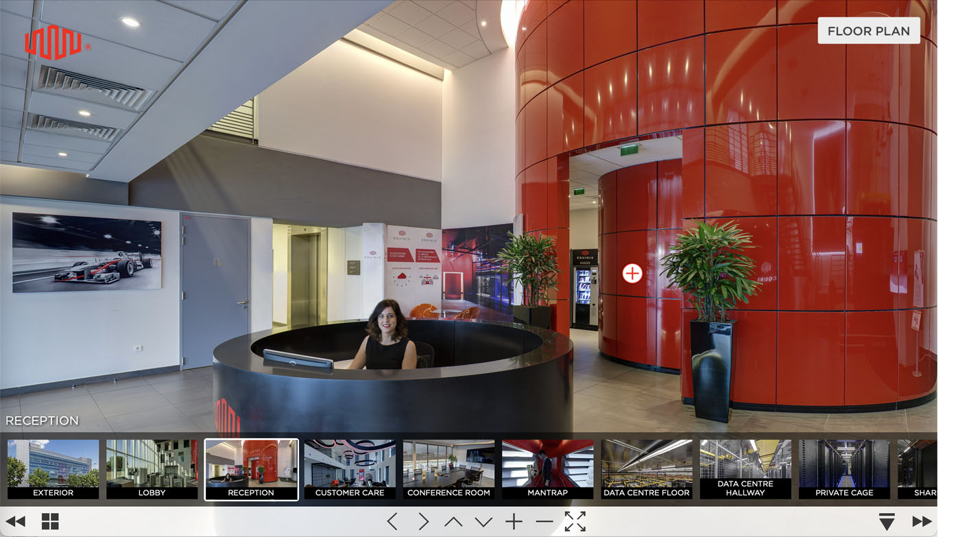Screenshot of a virtual tour of an Equinix Datacenter.