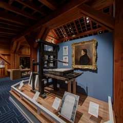 Regional history display with printing press