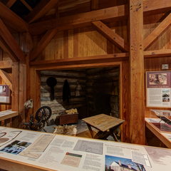 Rural cabin and working-history display