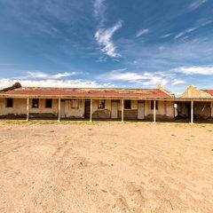 Weathered adobe façade at Rio Vista