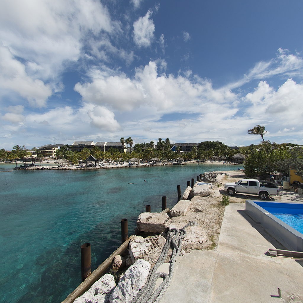 The dock and coastal water at the Curasub station
