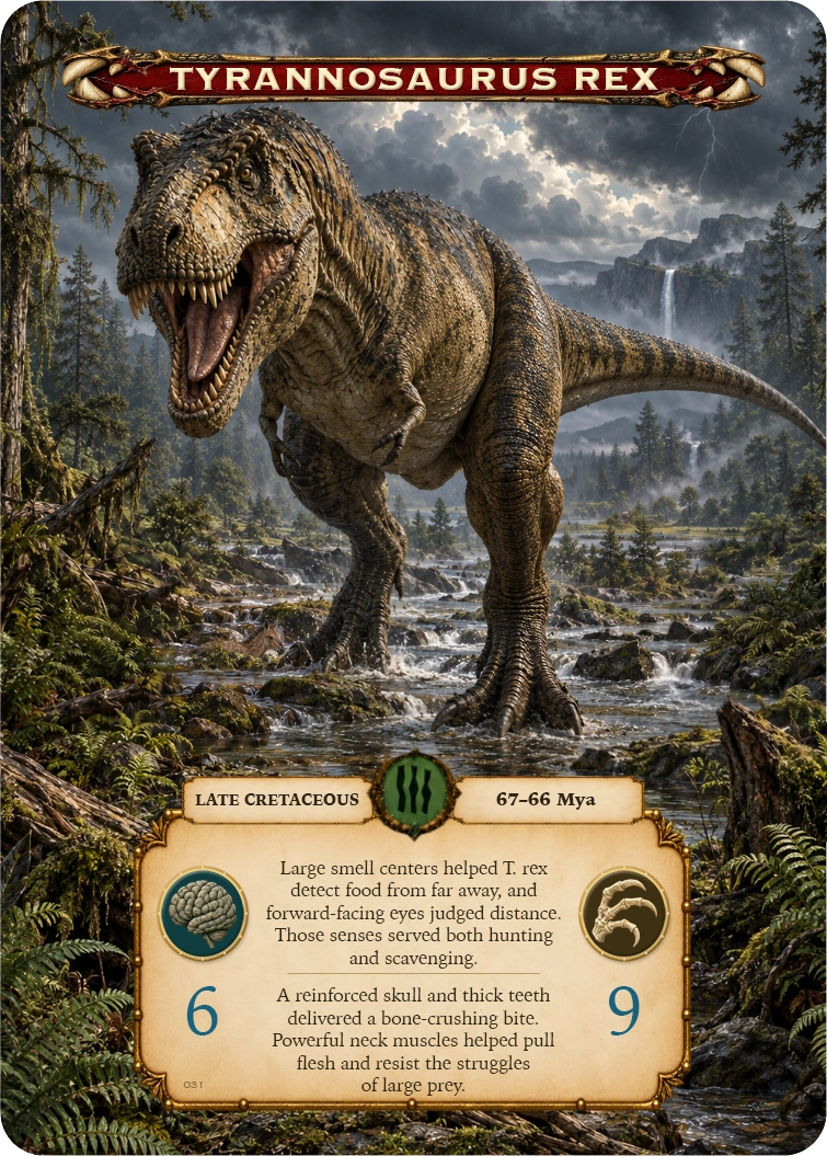 Tyrannosaurus rex evidence card