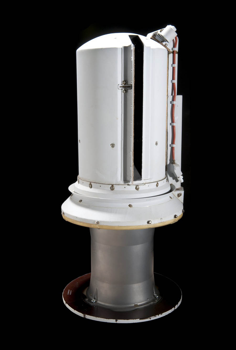 Tall white cylindrical Viking line-scan camera with a narrow vertical viewing slot.