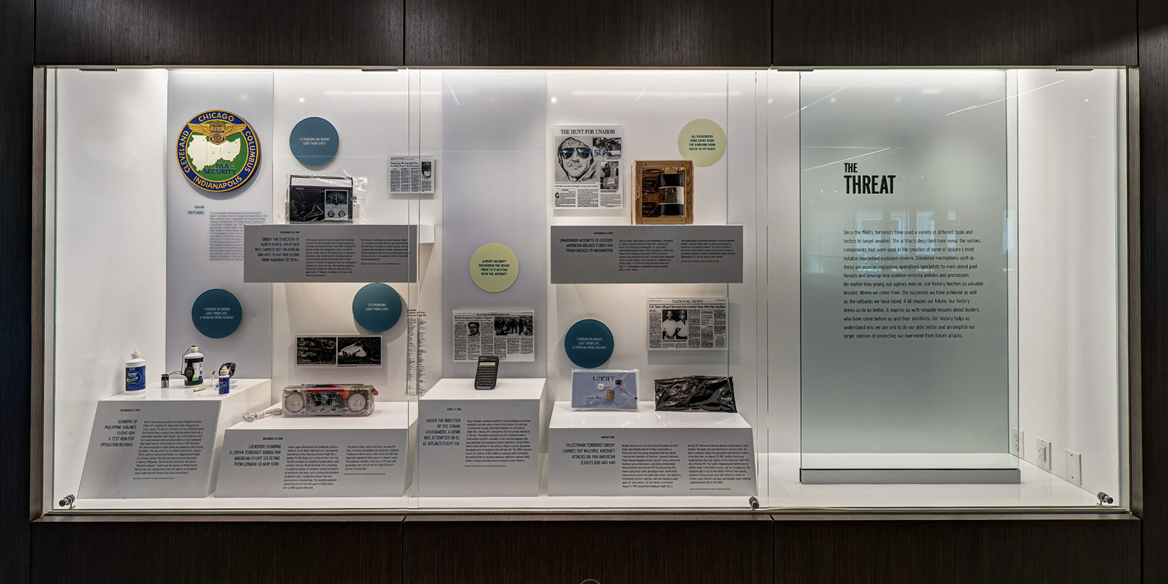 Historical security artifacts displayed in the Threat gallery