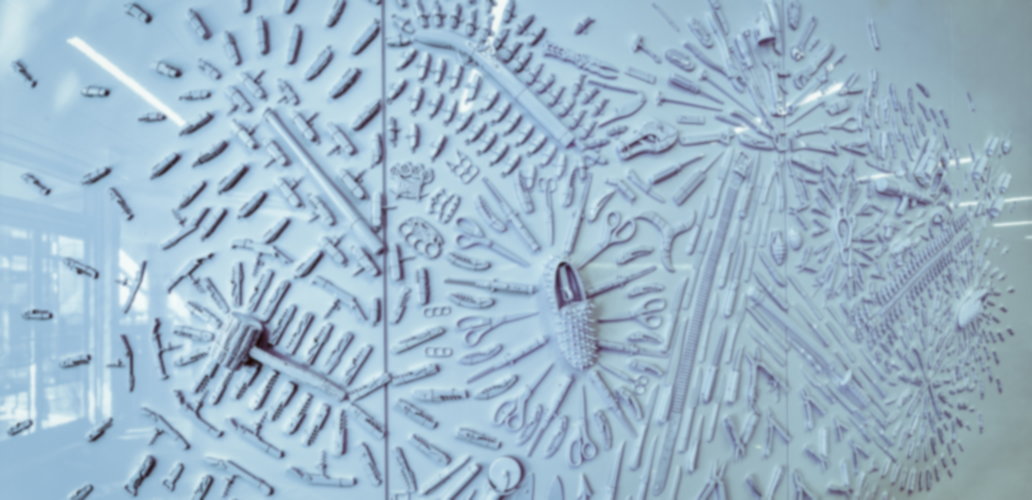 Artwork made from objects voluntarily abandoned at checkpoints